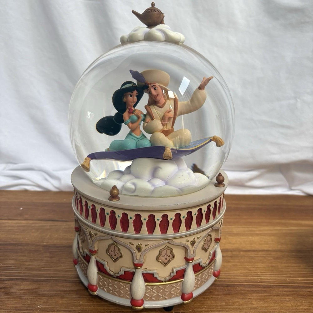 Disney Store Aladdin Jasmine A Whole New World Musical Snow Globe Works Rare